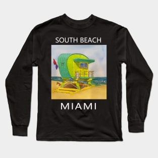 South Beach Lifeguard Tower in Miami Florida - Welshdesigns Long Sleeve T-Shirt